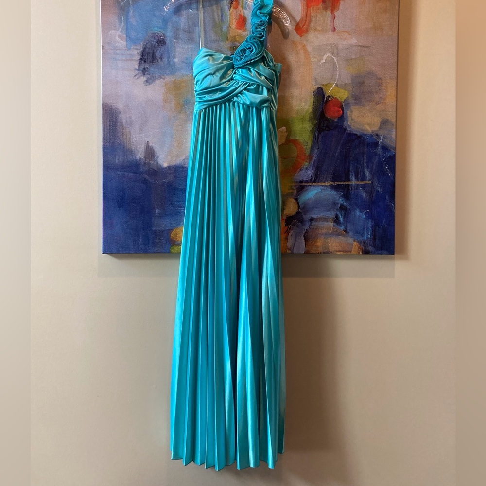 REDUCED: XOXO One-Shoulder Pleated Formal Gown